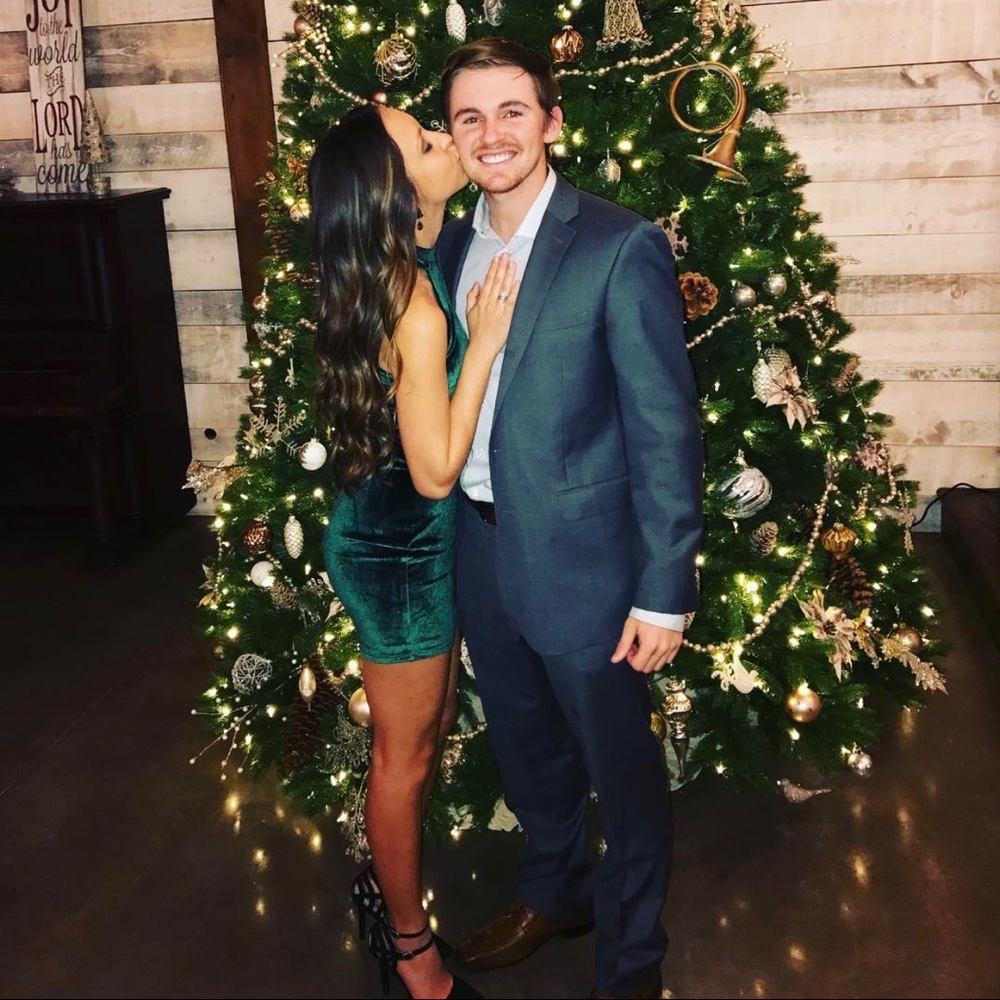 Green velvet dress